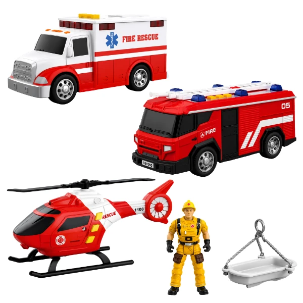 1:32 set vehicule de salvare cu fricțiune (lumini / sunete) 2