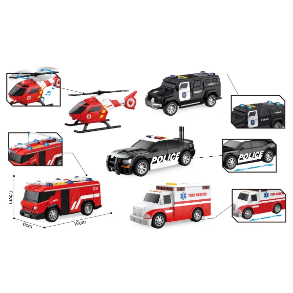 1:32 set vehicule de salvare cu fricțiune (lumini / sunete) 9