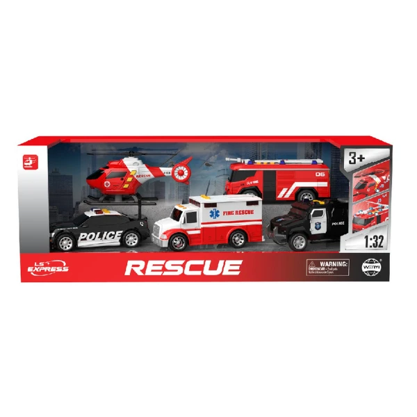 1:32 set vehicule de salvare cu fricțiune (lumini / sunete) 3