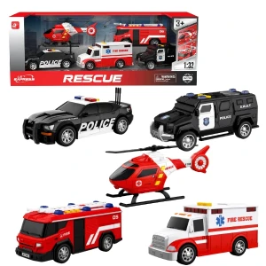 1:32 set vehicule de salvare cu fricțiune (lumini / sunete)