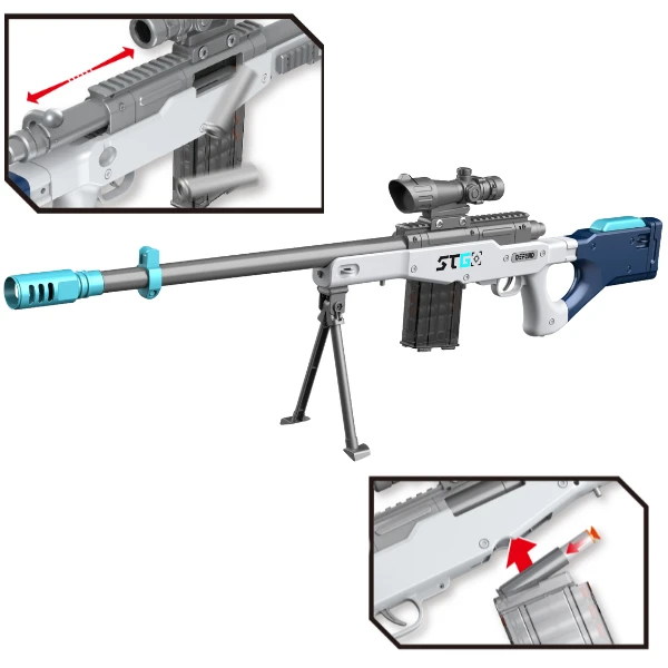 Pușcă cu lunetă "awm", cu gloanțe moi, albastră 5
