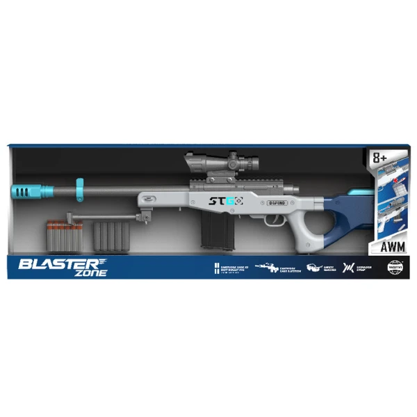 Pușcă cu lunetă "awm", cu gloanțe moi, albastră 3