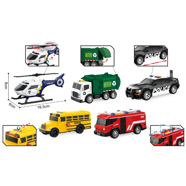 1:32 set vehicule servicii urbane cu fricțiune (lumini / sunete) 9