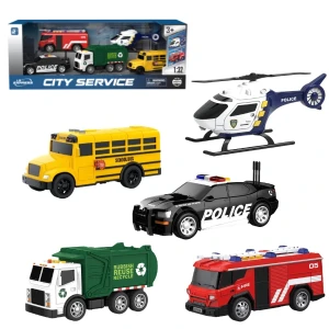 1:32 set vehicule servicii urbane cu fricțiune (lumini / sunete)