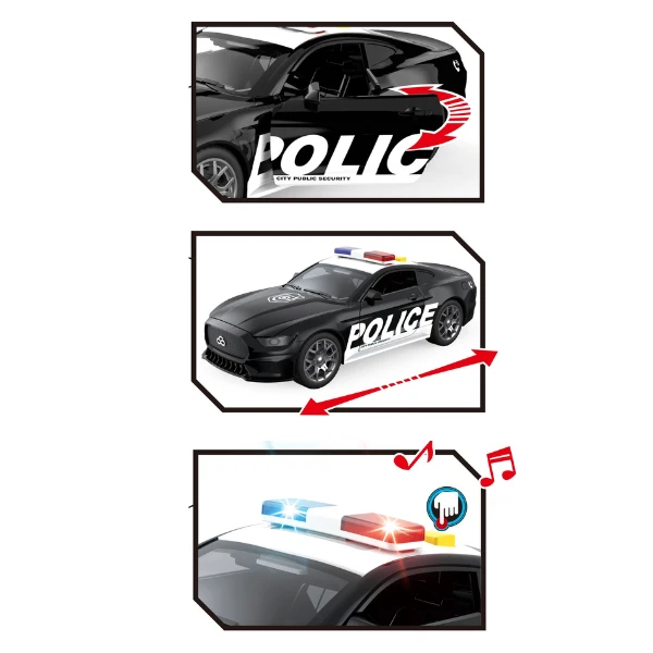 1:18 mașină de poliție cu inerție (lumină / sunet) 6