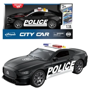 1:18 mașină de poliție cu inerție (lumină / sunet)