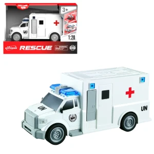 1:20 ambulanță cu fricțiune (lumini / sunete)