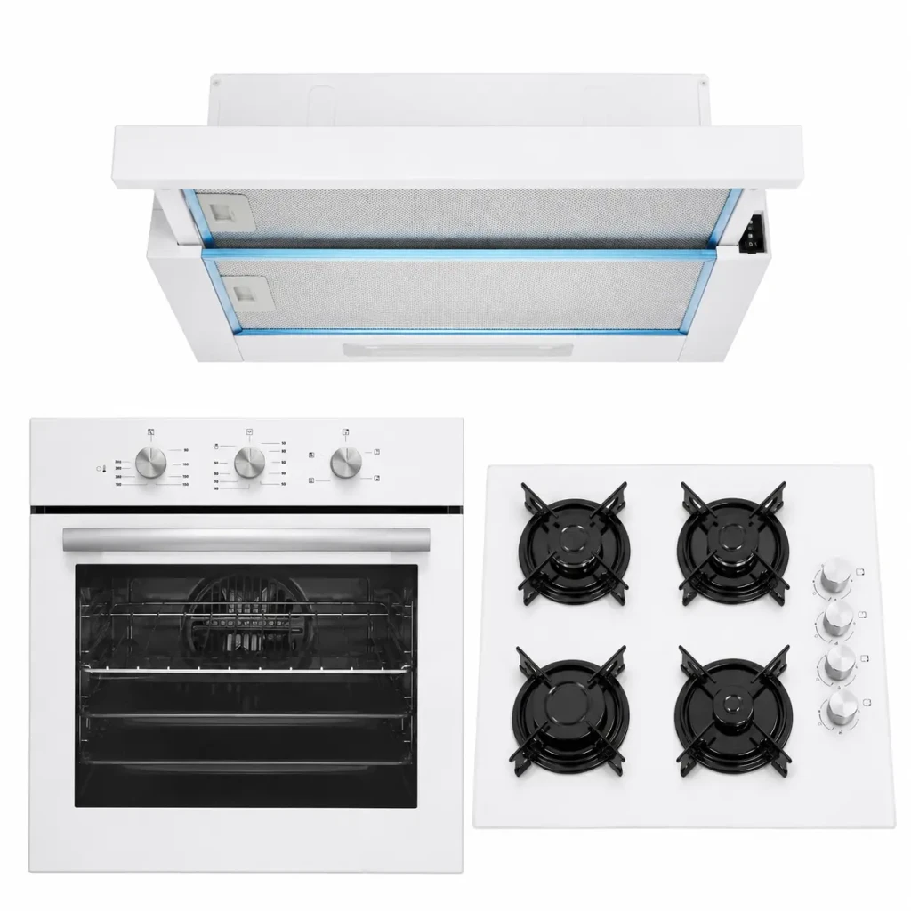 Set 3 buc kumtel white s,  hota telescopică + plită pe gaz + cuptor electric 2