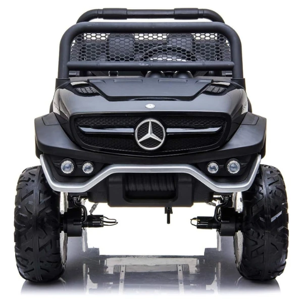 Mașinuță mercedes-benz unimog, baterie 12v14ah, 4 motoare de 60w, roti eva, scaune din piele 2