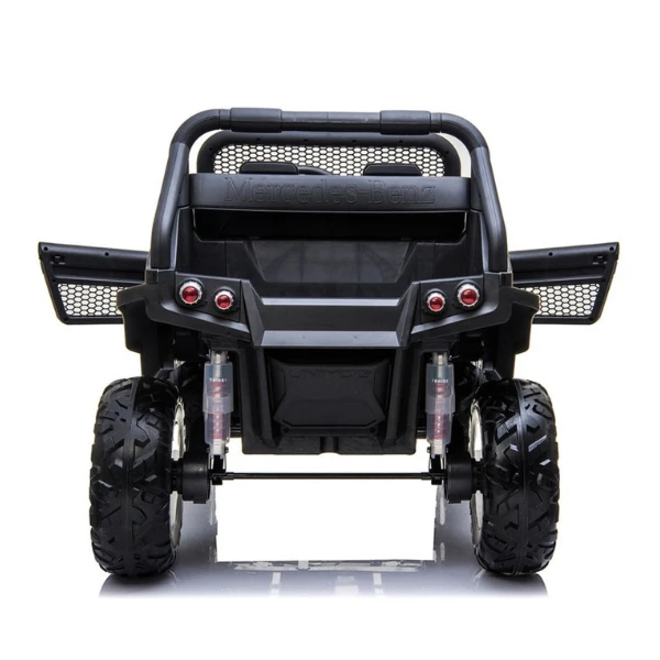 Mașinuță mercedes-benz unimog, baterie 12v14ah, 4 motoare de 60w, roti eva, scaune din piele 7