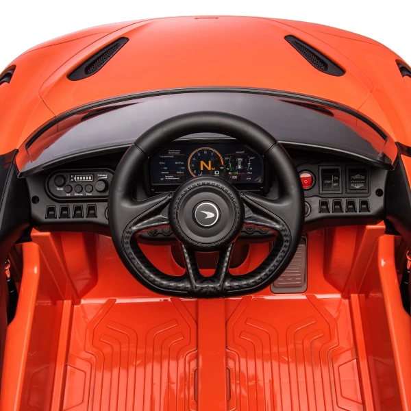 Mașinuță mclaren 765lt, baterie 12v7ah, 4 motoare de 35w, roti eva, scaune din piele 9