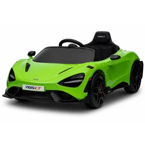 Детский электромобиль mclaren 765lt: аккумулятор 12 в / 7 а·ч, четыре мотора по 35 вт, колеса eva, кожаные сиденья.