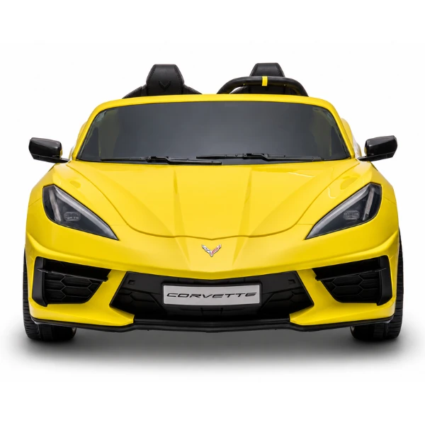 Mașinuță corvette c8, baterie 12v10ah, 2 motoare de 90w, roti eva, scaune din piele 2