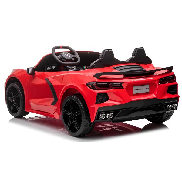 Mașinuță corvette c8, baterie 12v10ah, 2 motoare de 90w, roti eva, scaune din piele 4