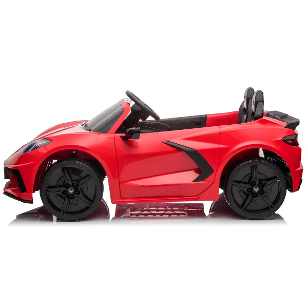 Mașinuță corvette c8, baterie 12v10ah, 2 motoare de 90w, roti eva, scaune din piele 5