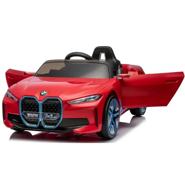 Mașinuță bmw i4, baterie 12v7ah, 4 motoare de 25-35w, roti eva, scaune din piele 7