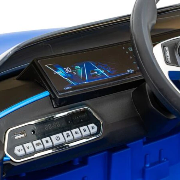 Mașinuță bmw i4, baterie 12v7ah, 4 motoare de 25-35w, roti eva, scaune din piele 8