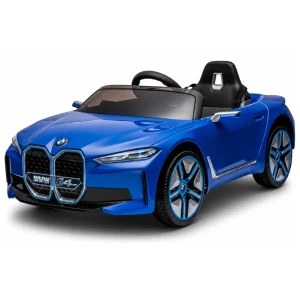 Mașinuță bmw i4, baterie 12v7ah, 4 motoare de 25-35w, roti eva, scaune din piele