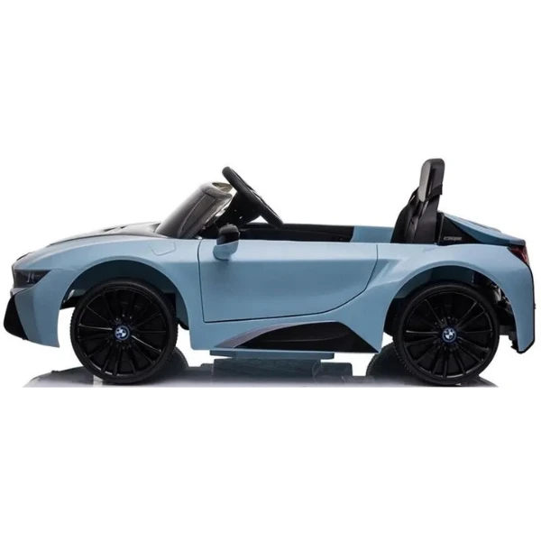 Mașinuță bmw i8, baterie 12v7ah, 2 motoare de 35w, roti eva, scaune din piele 4