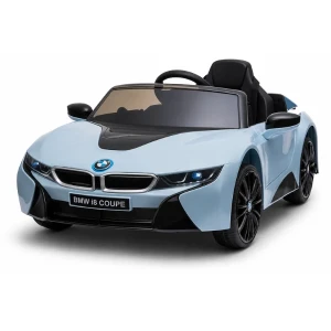 Mașinuță bmw i8, baterie 12v7ah, 2 motoare de 35w, roti eva, scaune din piele