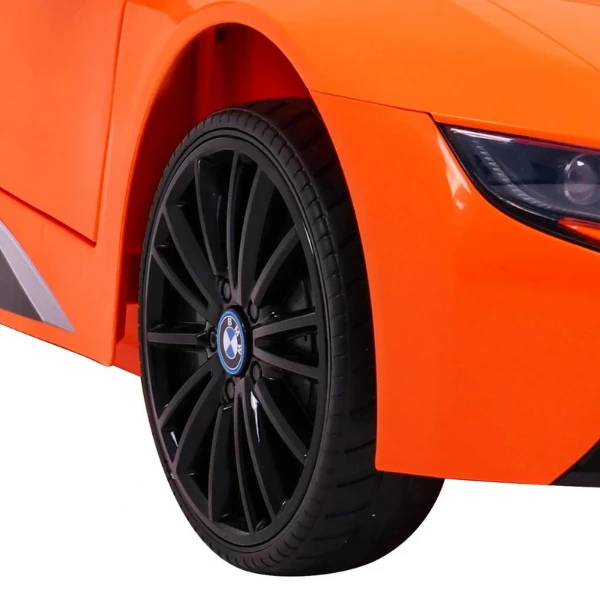 Mașinuță bmw i8, baterie 12v7ah, 2 motoare de 35w, roti eva, scaune din piele 6