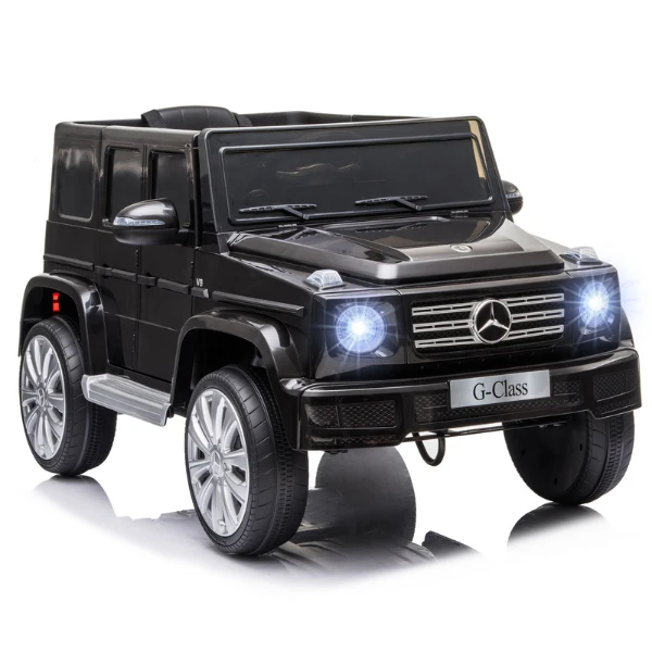 Mașinuță mercedes-benz g 500, baterie 12v7ah, 2 motoare de 35w, roti eva, scaune din piele 7