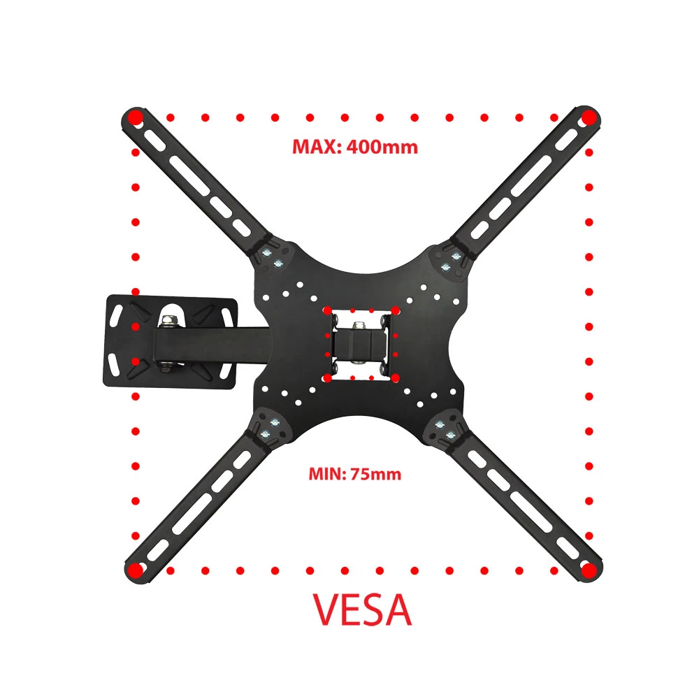 Esperanza tv-wall mount 007 erw007 for 26-70", max load 30kg, vesa 75x75-400x400mm, distance of tv from wall: 110-465mm, tilt adjustment up to 15°, ho 6