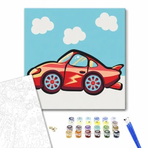 Pictură pe numere 20*20 сm (fără cutie) – mașină fulger Thumbnail 2