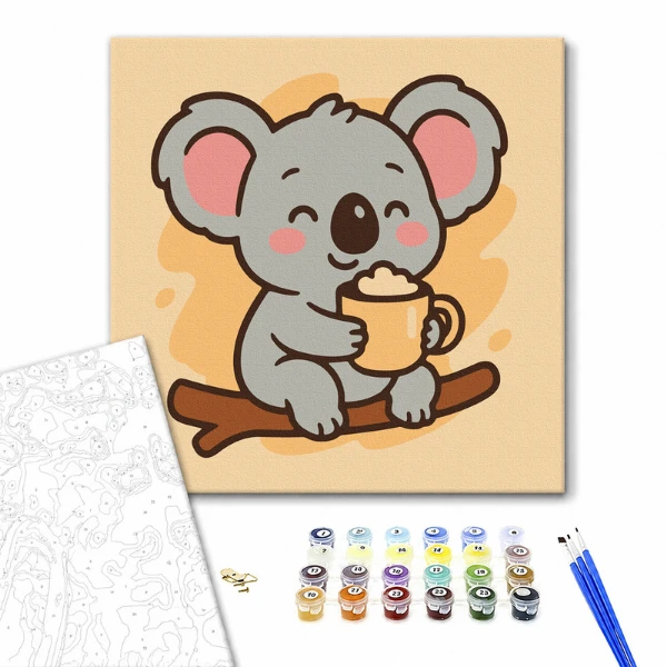 Pictură pe numere 20*20 сm (fără cutie) – koala cu cacao 2