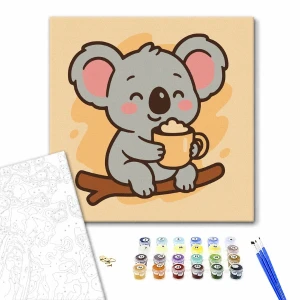Pictură pe numere 20*20 сm (fără cutie) – koala cu cacao Thumbnail 2