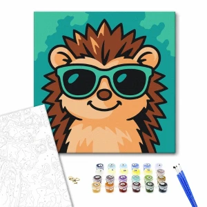 Pictură pe numere 20*20 сm (fără cutie) – arici stilat Thumbnail 2