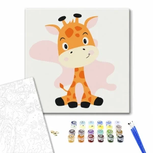 Pictură pe numere 20*20 сm (fără cutie) – girafă zâmbitoare Thumbnail 2