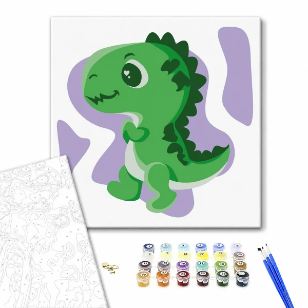 Pictură pe numere 20*20 сm (fără cutie) – micul dinozaur 2