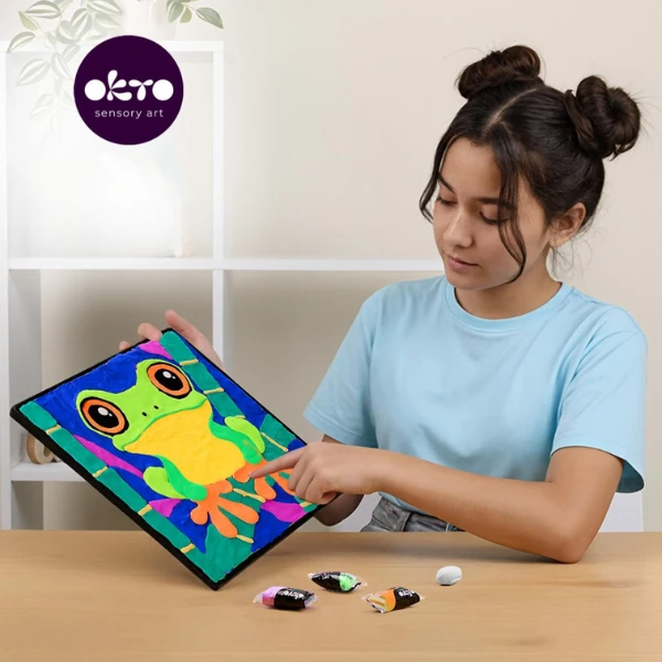 Tablou 3d pe numere din plastilină aerată air clay 29×29 cm – broscuță 4