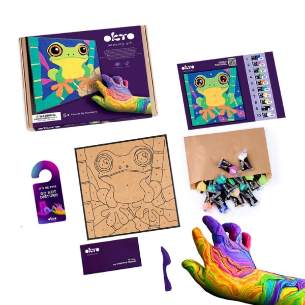 Tablou 3d pe numere din plastilină aerată air clay 29×29 cm – broscuță 3
