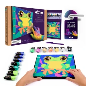 Tablou 3d pe numere din plastilină aerată air clay 29×29 cm – broscuță