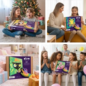 Tablou 3d pe numere din plastilină aerată air clay 29×29 cm – broscuță Thumbnail 8