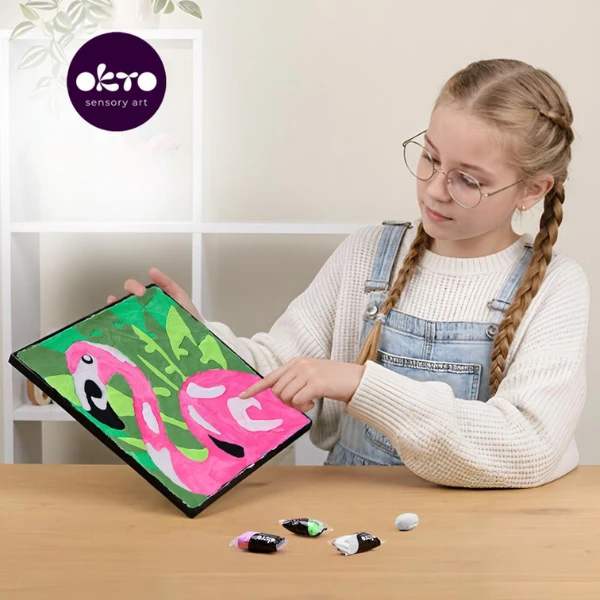 Tablou 3d pe numere din plastilină aerată air clay 29×29 cm – flamingo roz 6