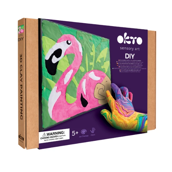 Tablou 3d pe numere din plastilină aerată air clay 29×29 cm – flamingo roz 2