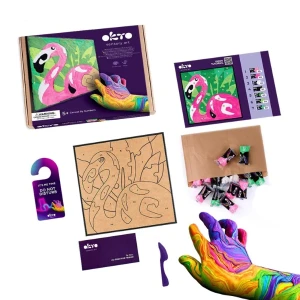 Tablou 3d pe numere din plastilină aerată air clay 29×29 cm – flamingo roz Thumbnail 3