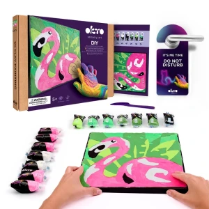Tablou 3d pe numere din plastilină aerată air clay 29×29 cm – flamingo roz