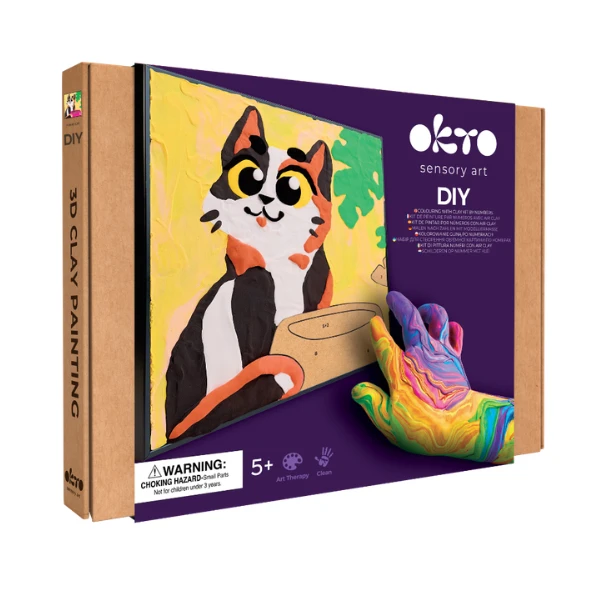 Tablou 3d pe numere din plastilină aerată air clay 29×29 cm – pisica poznașă 2
