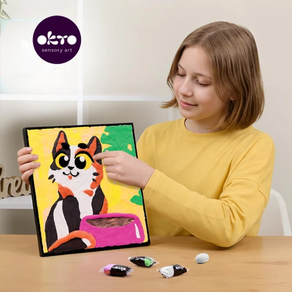 Tablou 3d pe numere din plastilină aerată air clay 29×29 cm – pisica poznașă 7