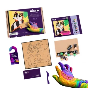 Tablou 3d pe numere din plastilină aerată air clay 29×29 cm – pisica poznașă Thumbnail 3