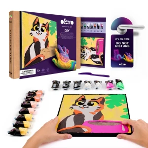 Tablou 3d pe numere din plastilină aerată air clay 29×29 cm – pisica poznașă