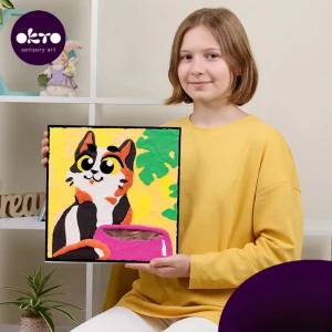 Tablou 3d pe numere din plastilină aerată air clay 29×29 cm – pisica poznașă Thumbnail 6