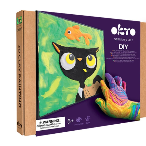 Tablou 3d pe numere din plastilină aerată air clay 29×29 cm – pisica neagră 2