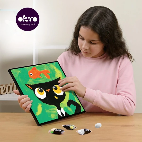 Tablou 3d pe numere din plastilină aerată air clay 29×29 cm – pisica neagră 5