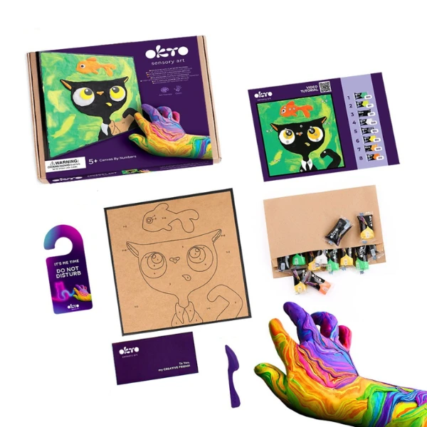 Tablou 3d pe numere din plastilină aerată air clay 29×29 cm – pisica neagră 3