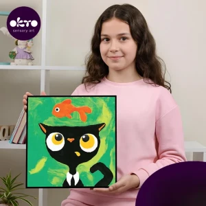 Tablou 3d pe numere din plastilină aerată air clay 29×29 cm – pisica neagră Thumbnail 4